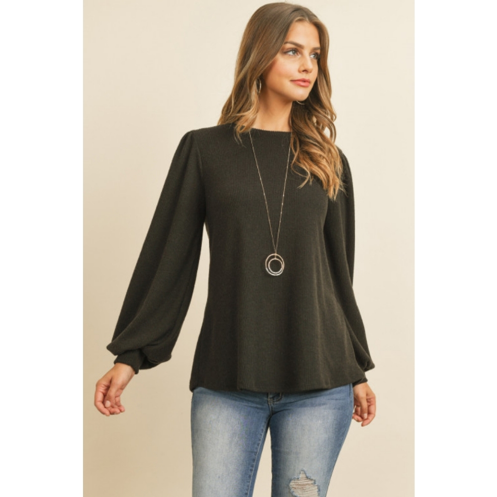 Black long sleeve hacci top